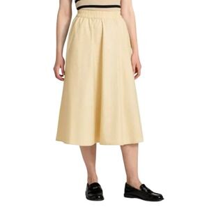 A New Day Women's Beige Lightweight Elastic Waist A-Line Midi Skirt Size L
